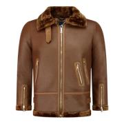 Matogla Shearling Damjacka - Kort Vinterrock Brown, Dam