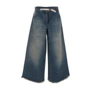 Moncler Jeans med Fransar Blue, Dam