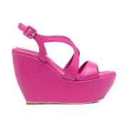 Paloma Barceló Creta Wedge Sandals With Bands Pink, Dam