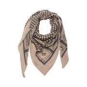 Lala Berlin Kashmir Triangel Halsduk med Kufiya Print Beige, Dam