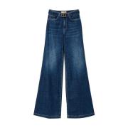 Twinset Denim Wide Leg Jeans Blue, Dam