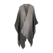 Agnona Poncho-Stil Cape med Fransdetaljer Brown, Dam