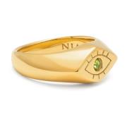 Nialaya Women's Evil Eye Signet Ring Yellow, Dam