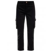 Twinset Svarta Cargo Jeans med Diamantblomsterfickor Black, Dam