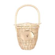 Patou Handgjord Wicker Bucket Väska Beige, Dam