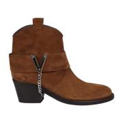 Via Roma 15 Suede Cowboy Stövlar med Silver-tonad Hårdvara Brown, Dam