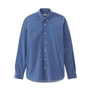 Woolrich Denim Chambray Skjorta för Män Blue, Herr