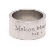 Maison Margiela Graverad Logotyp Silver Messing Ring Beige, Herr