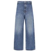 Khaite Blå Denim Jeans, Låg Midja, Bred Rakt Ben Blue, Dam