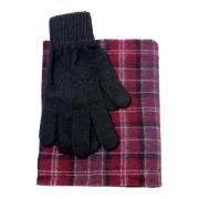 Barbour Tartan Halsduk och Handskar Presentset Red, Herr