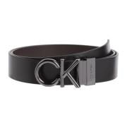 Calvin Klein Svart Bälteset med 2 Spännen Black, Herr