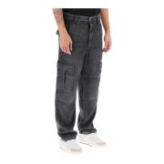 Isabel Marant Cargo Jeans med Gusset Fickor Gray, Herr