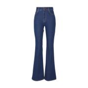 Max Mara Mörk tvätt Flare Jeans Blue, Dam