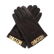 Moschino Läderhandskar med logotyp Black, Herr