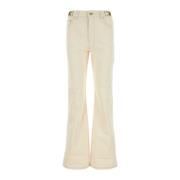 Paco Rabanne Ivory Denim Jeans - Stiliga och Bekväma White, Dam