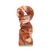 Paul Smith Blommig Sidenhalsduk - Elegant Damaccessoar Orange, Dam