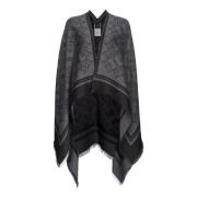 Pinko Love Birds Jacquard Poncho Jacka Gray, Dam