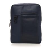 Piquadro Leather shoulder bag Blue, Herr