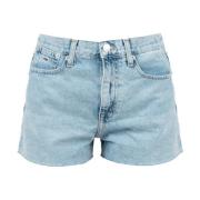 Tommy Hilfiger Slitna höga midje denim shorts Blue, Dam