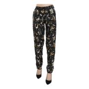 Dolce & Gabbana Jazz Club Print Högmidjade Byxor Black, Dam