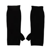 Dolce & Gabbana Svarta Fingerlösa Handskar i Cashmere Black, Dam