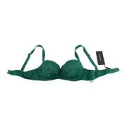 Dolce & Gabbana Blommig Spets Siden Stretch Balconcino Bh Green, Dam