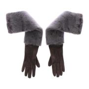 Dolce & Gabbana Grå mink päls lammskinn mocka läderhandskar Gray, Dam