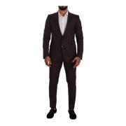 Dolce & Gabbana Bordeaux Martini Randig Slim Fit 2-delad Kostym Red, H...