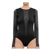 Wolford Sömlös Body med Långärmad och Rund Hals Black, Dam