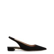 Stuart Weitzman Suede Slingback Ballerinaskor Black, Dam