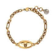 Alexander McQueen Guld Skull Kedjearmband Yellow, Dam