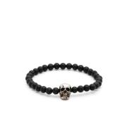 Alexander McQueen Svart Pärla Skalle Armband Black, Herr