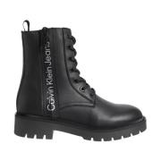 Calvin Klein Jeans Svart Bekämpa Laceup Ankelboot Black, Dam