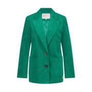 Fabienne Chapot Corduroy Blazer med Clic Krage Green, Dam