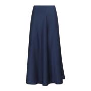 Neo Noir Elegant Midnight Blue Satin Kjol Blue, Dam