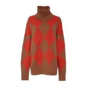 La DoubleJ Mysig Alpaca Argyle Sweater Orange, Dam