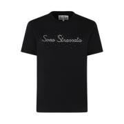 MC2 Saint Barth Emilie Svart Bomull T-shirt med Strass Tryck Multicolo...