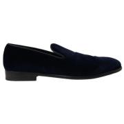 Dolce & Gabbana Blåa Velvet Loafers - Formella Skor Blue, Herr