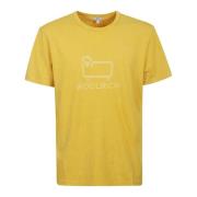 Woolrich Macro Logo Tee, Herr Senap Bomull T-shirt Yellow, Herr