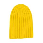 Laneus Räfflad Cashmere Unisex Mössa Yellow, Dam