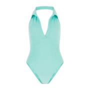 Lisa Marie Fernandez Stretch Seersucker Polo Maillot Baddräkt Blue, Da...