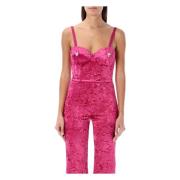 Rotate Birger Christensen Bärrosa Velour Bustier Topp Pink, Dam