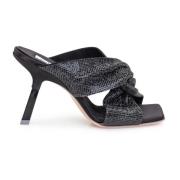 Sebastian Milano Strass Mule Sandaler Black, Dam