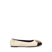 Tory Burch Claire Cap Toe Ballerinaskor White, Dam