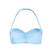 Ermanno Scervino Blå Rynkad Bandeau Bikini Topp Blue, Dam