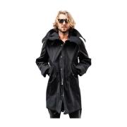 Ten C Svart Fishtail Parka med Unik Patina Black, Herr