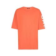 Balmain Mörk Orange Oversized Bomull T-Shirt Orange, Herr