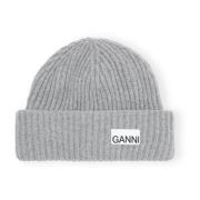 Ganni Paloma Melange Beanie Gray, Dam