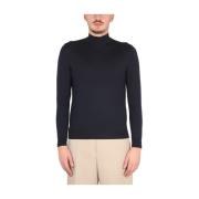 Drumohr Merino Wool Choker Crew-Neck Sweater Blue, Herr