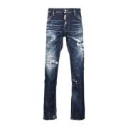 Dsquared2 Mörkblå Slitna Ripped Jeans Blue, Herr